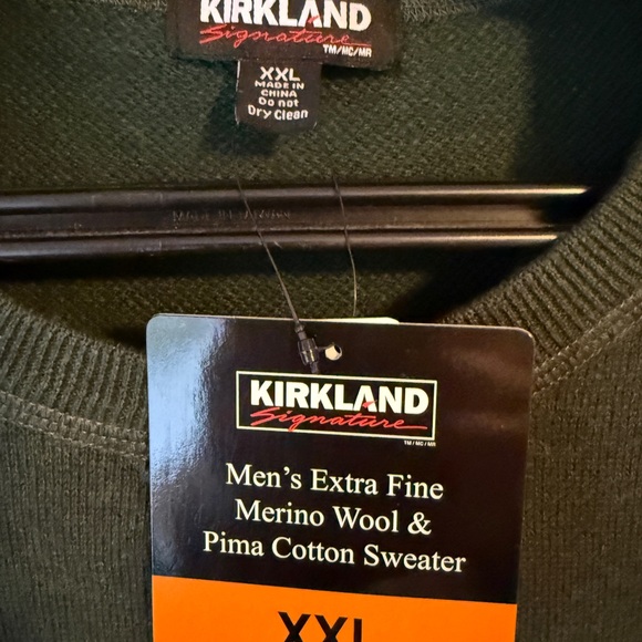 Kirkland Mens merino wool and cotton sweater. Green.  NWT Size XXL. - Picture 2 of 4